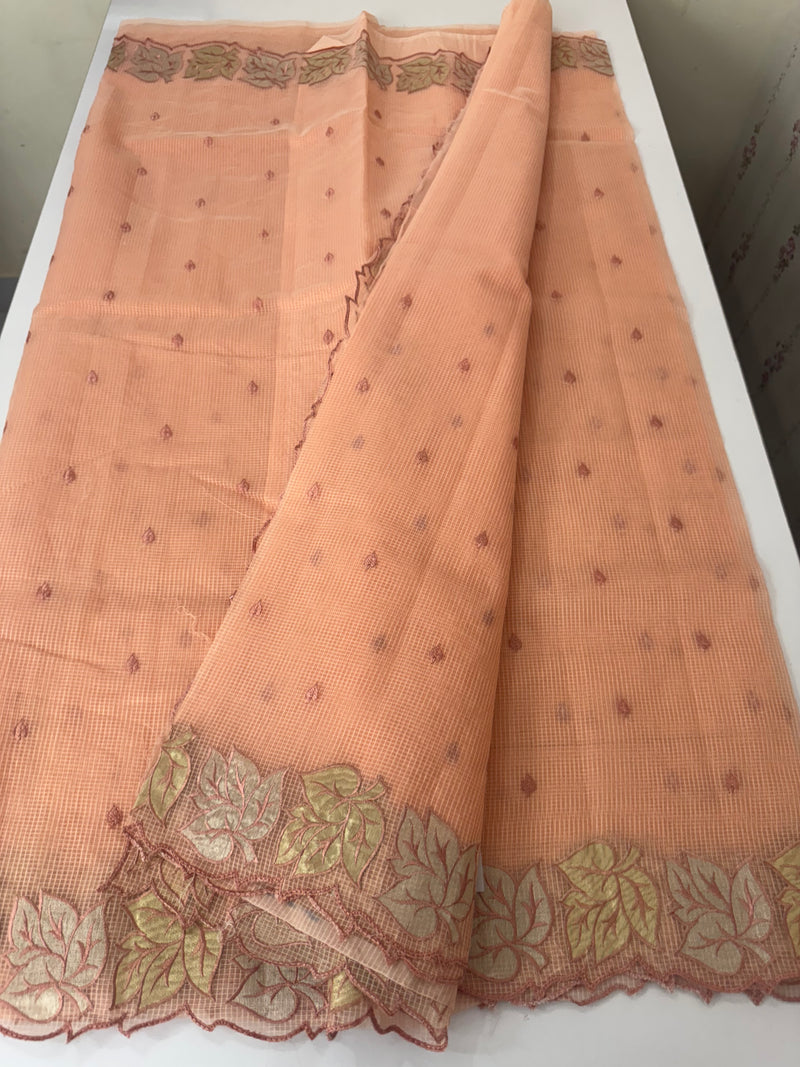 NetKota saree with Applique border  MSH131- Peach