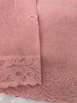 Moonga checks saree with Net Applique borders  MSH157 Pink
