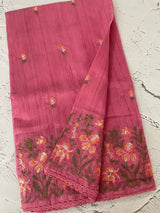 Blended matka Tussar silk saree with embroidery MS4856