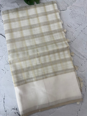Semi organza saree with zari checks - MOS174