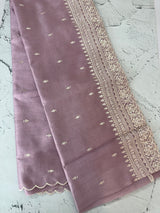 Tussar finish soft silk saree with white thread embroidery MTS567 Pastel Onion