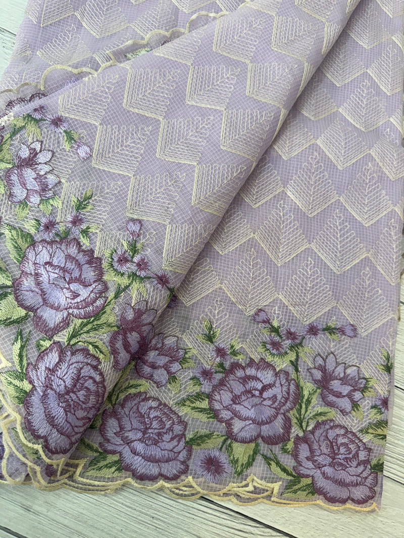 Phulkari NetKota embroidery saree - MPKS905 Lavender