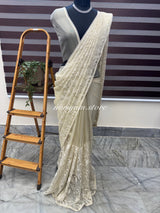 Embroidered Designer Tissue silk saree MTSS68 Offwhite