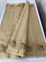 Blended chanderi tussar saree with zari work - MS16061 Gold