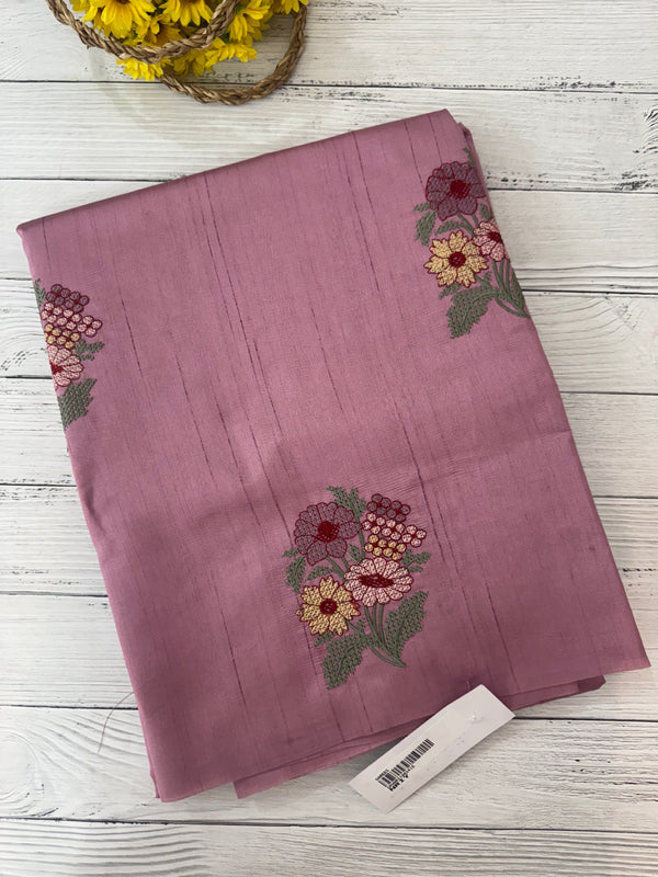 Blended tussar silk saree with embroidery - MS90654 OnionPink