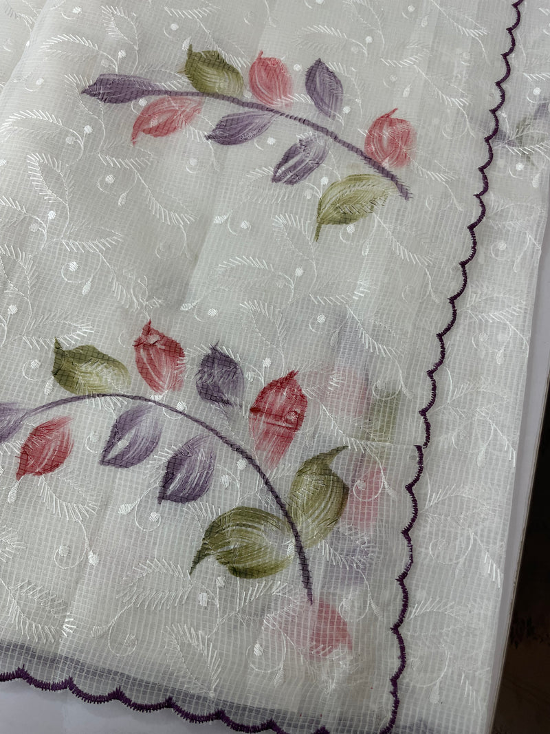 NetkKota saree with handpainting and embroidery MS7833