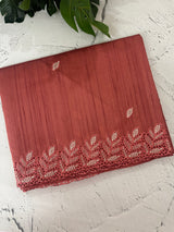 Blended tussar saree with cutwork - MSHK690 ReddishPeach