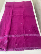 Chiffon georgette saree with corchet work - MS7633 Magenta