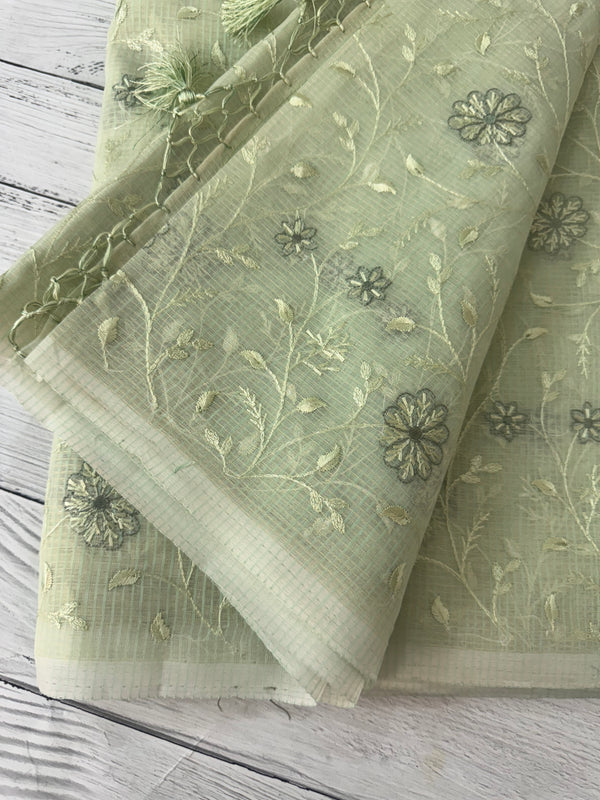 Kota silk saree with embroidery MSH199 - PastelGreen