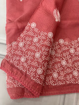Kota checks saree with embroidery SVTS31 Peach