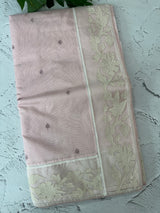 Mul chanderi cotton saree with organza applique borders MSH212 - PastelPink