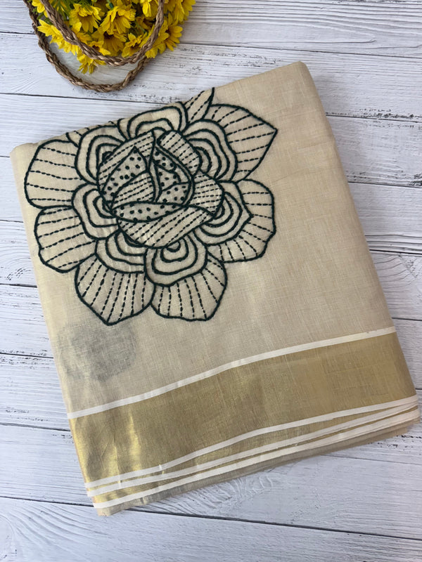 Kerala tissue saree with kanta embriodery