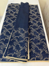 Blended tussar silk saree with embroidery- MSH158 DarkBlue
