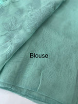 Tissue chanderi saree with applique work MSH699 - AquaGreen