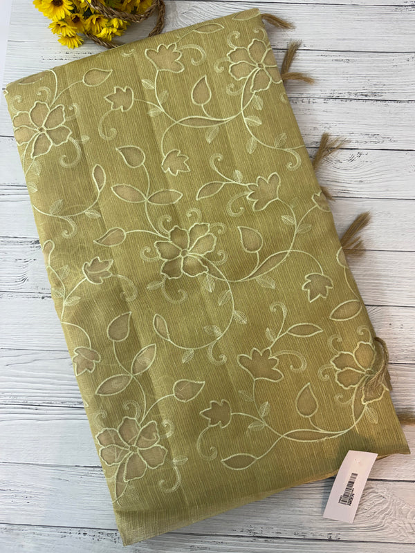 Tissue Silk applique work saree MS49811 - Green