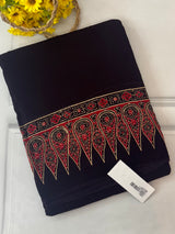 Pure Ajrakh Georgette saree MGS76 _ Black
