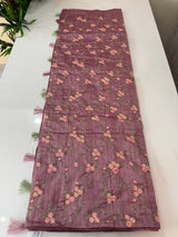 Blended crepe tussar saree with embriodery SSPNMNR- Onion Pink