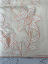 Mul chanderi applique work saree MSH182 - Offwhite to Peach