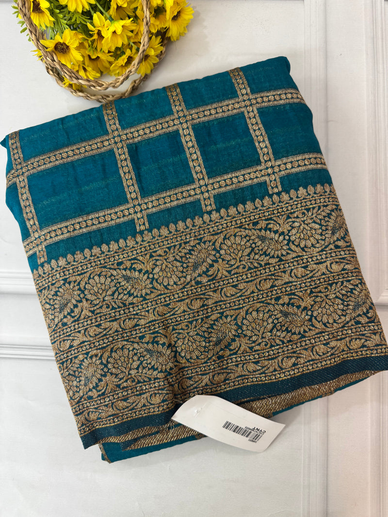 Semi banarasi Khaddi Georgette saree - MS1498 TealBlue