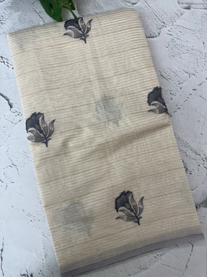 Mul chanderi saree with embriodery & zari lines MSH4006