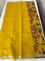 Jamdani silk Cotton Saree with thread work  MSJ799 Yellow
