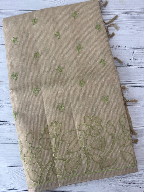 Tissue silk saree with applique work MTSS987