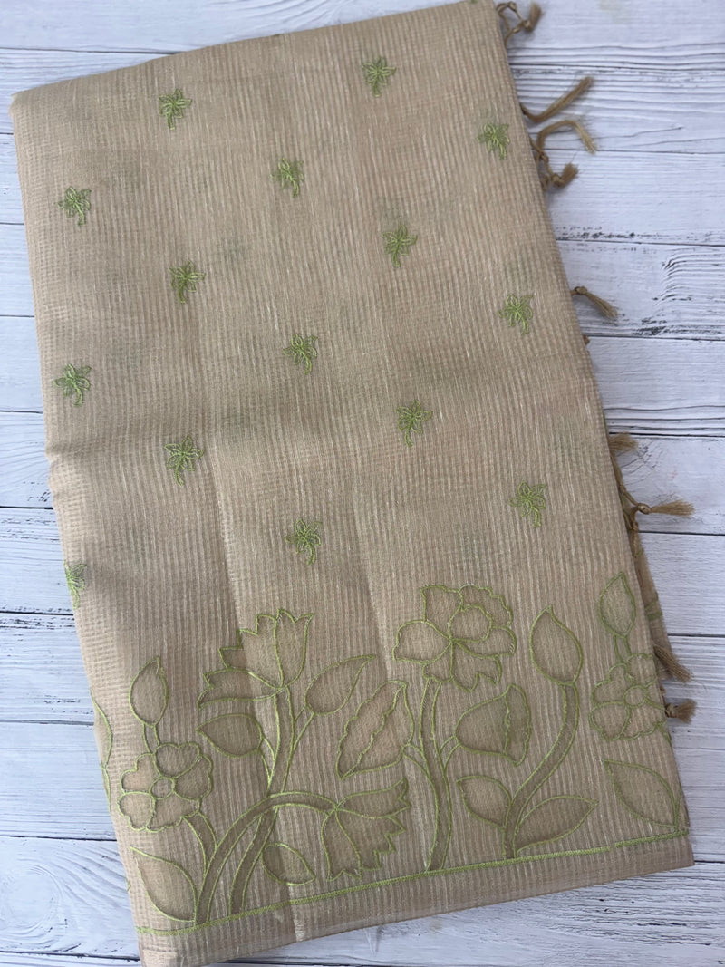 Tissue silk saree with applique work MTSS987