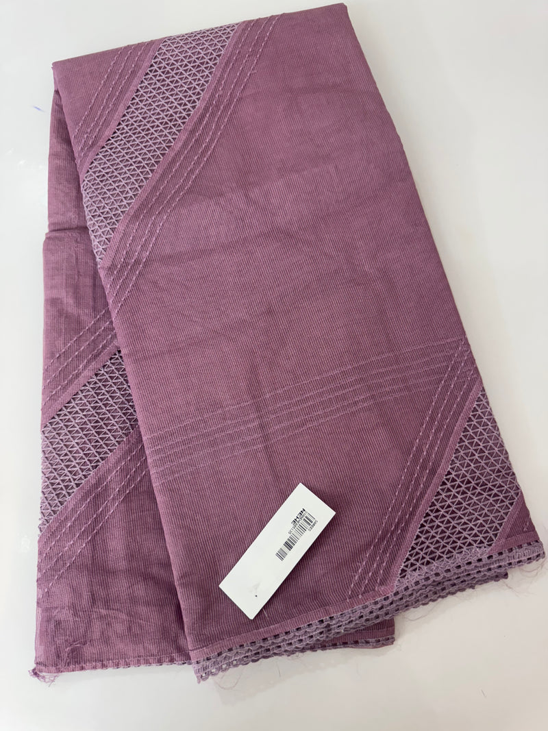 Supernet saree with crochet work and lace border MCJ5433 - MauvePink (Design - Diagonal Crochet)