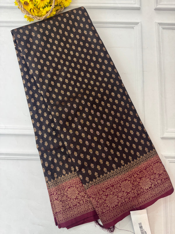 Banarasi viscose Georgette saree MKGS611- Black to Wine