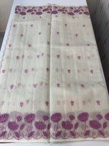 Tissue silk saree with zari checks and applique work  MSH105 -Offwhite to Pinklavender