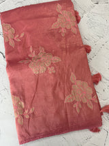 Soft Crush Organza Applique work saree with tissue applique work MS14978 Peach