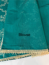 Blended tussar silk saree with embroidery- MSH158 Teal