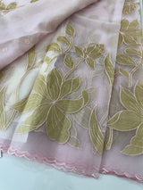 Organza saree with tissue applique work MS5081 Pastel Pink