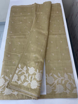 Blended Tussar silk saree with applique work- MSH200 Chiku