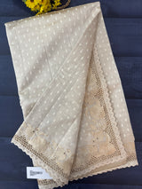 Cutwork blended tussar saree MTS611 - Cream