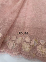 Soft Organza saree with thread work and tissue applique borders - MCW605 BabyPink