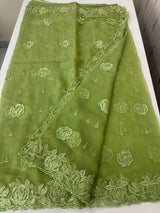 Soft Crush Organza-Chiffon saree with embroidery and cutdana work - MOS5785