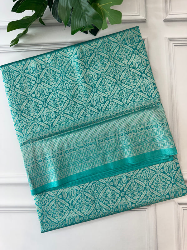 Banarasi semi katan saree MBWS117 BlueGreen