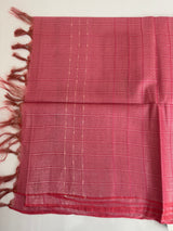 Brocade Bhagalpuri Semi tussar saree with silver zari weaving MS8789 - PeachyPink