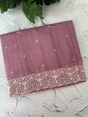 Semi tussar saree with embroidery MST122 DustyOnion
