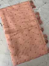 Malai chanderi saree with thread work MSM4569 Peach