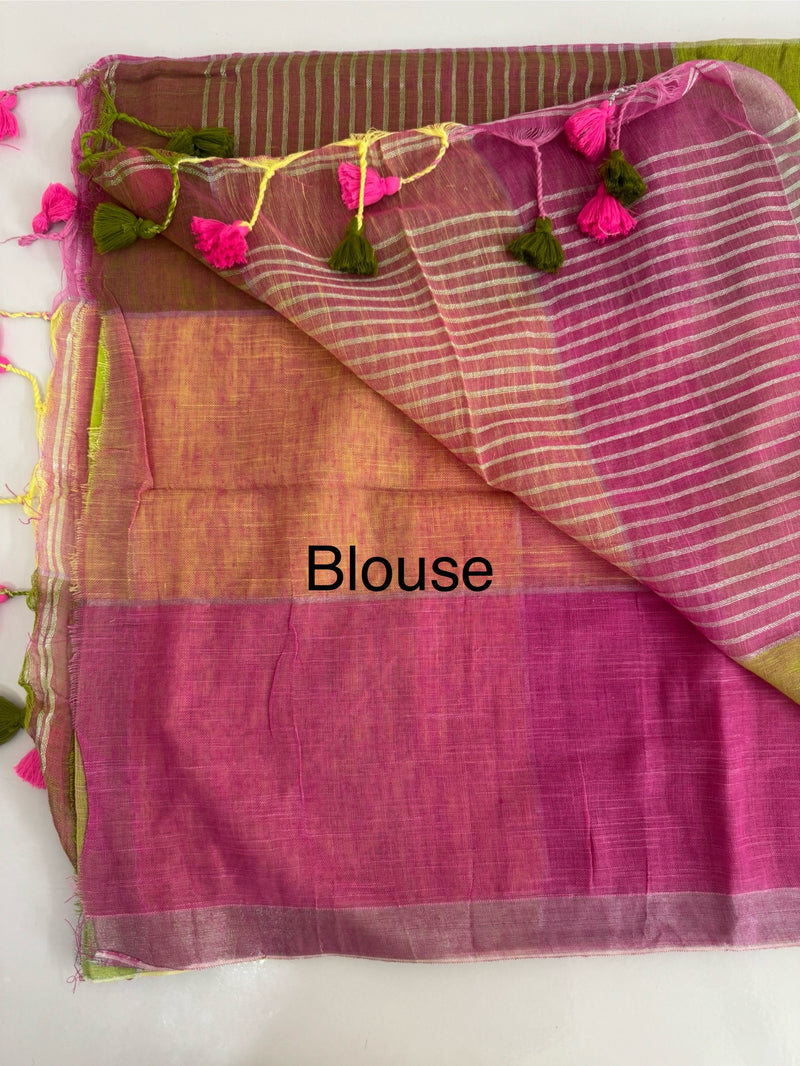 Checks semi Linen Saree MS8654