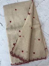 Chanderi Tissue silk saree with scalloped borders - MNM222 Maroon