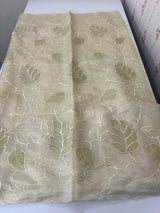 Satin silk organza saree with applique work MS14999 - Ivory