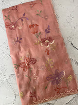 Crush Organza saree with embroidery work MBS699 PeachPink