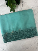 Soft Organza saree with embroidery borders - MCW786 BlueGreen