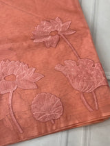 Pure Organza Applique work saree MS16391 - Peach