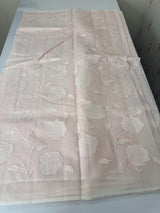 Supernet saree with applique work MCJ8432- Pastel PalePink