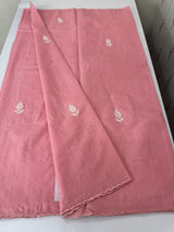 Mul chanderi applique work saree  MSH146- PeachyPink