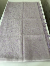Moonga checks saree with embroidery MSH219 DustyLavender